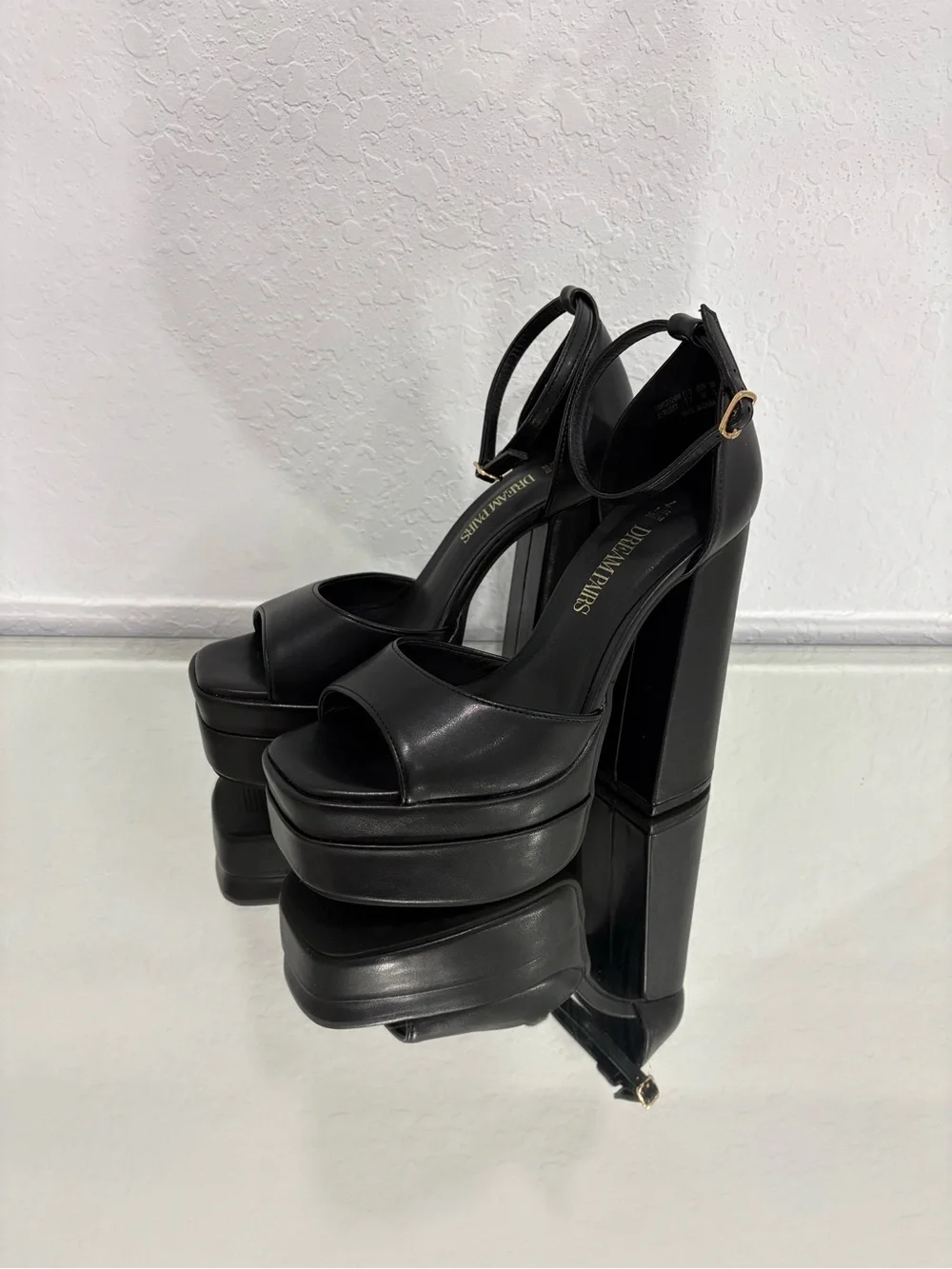 Platform Ankle-Strap Sandals - Black